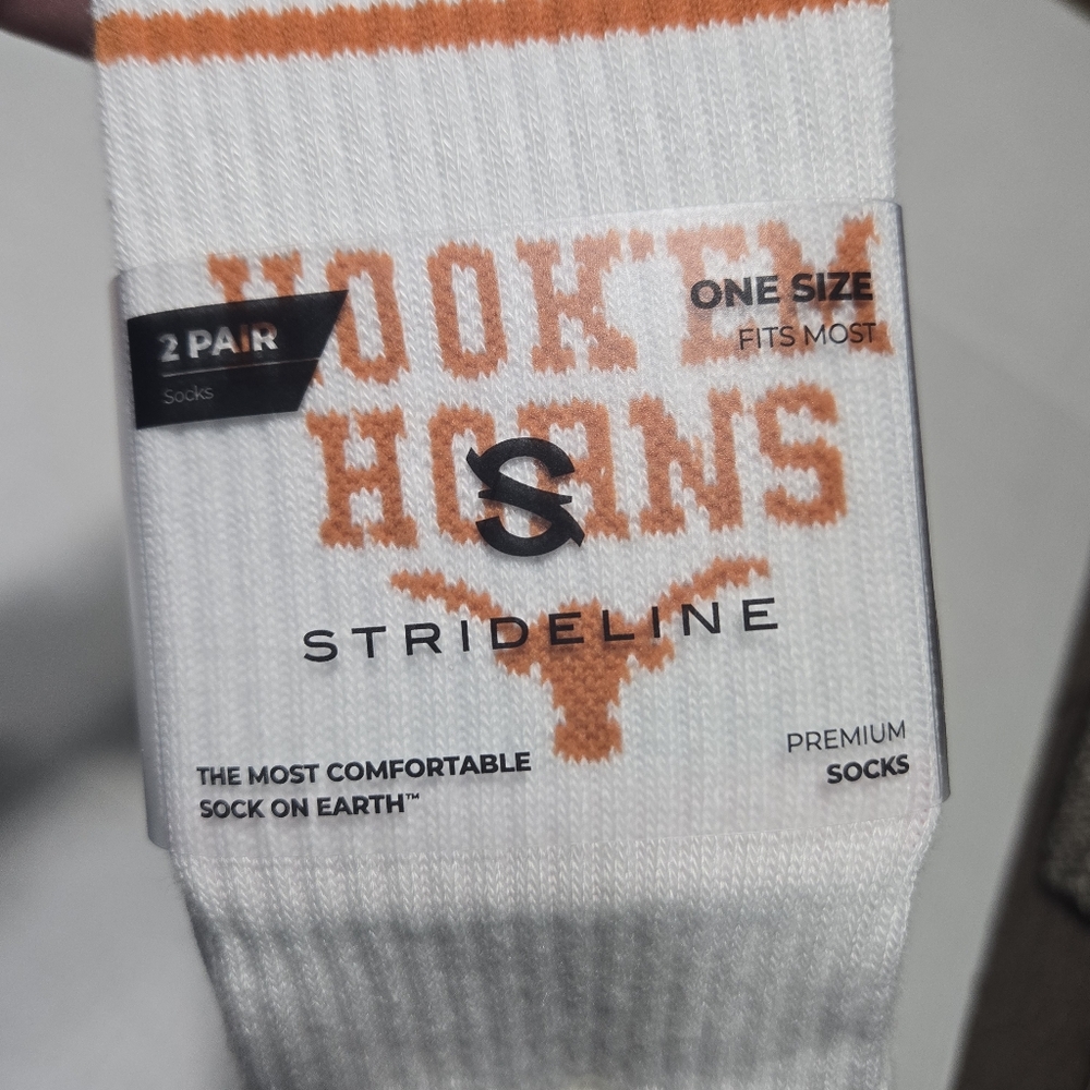 Set of 2 Warm Holiday Socks Texas Longhorn Fans Bevo Socks Hook Em OSFM  NEW - Picture 8 of 13